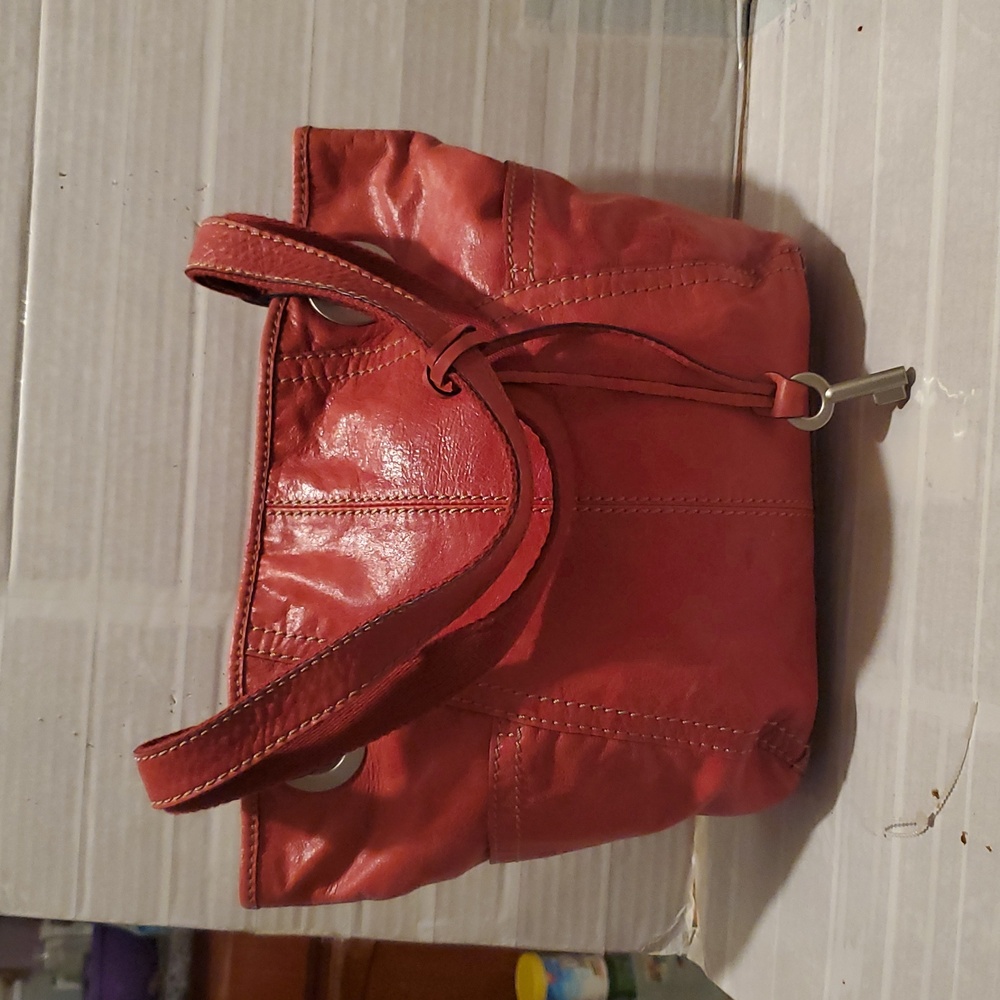 FOSSIL vintage Red Leather Tote Bag